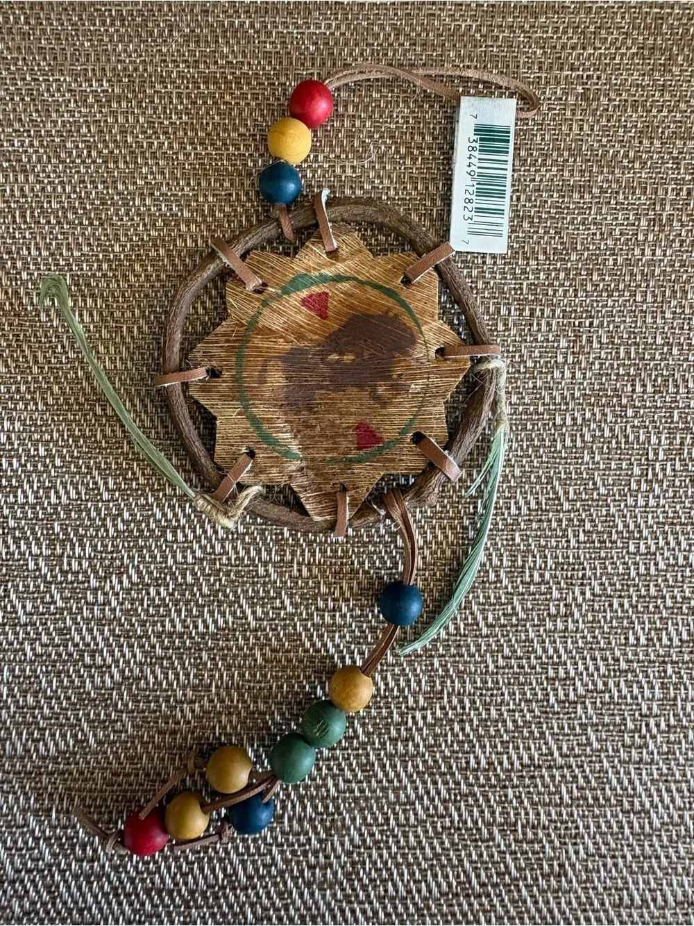 Native American Christmas Ornament Dream Catcher Horse Bison Beads & Feathers